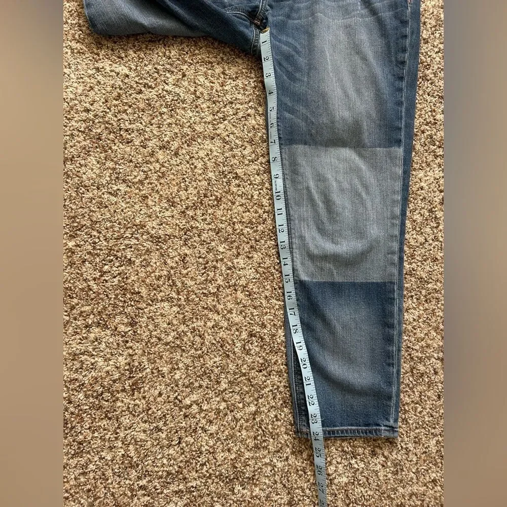 Express Women's Girlfriend Patchwork Medium Wash Relaxed Fit Jeans Size 8 - Picture 11 of 13